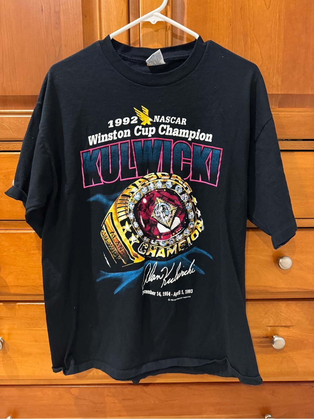 1992 NASCAR Winston Cup Champion Kulwicki Black Graphic Tee